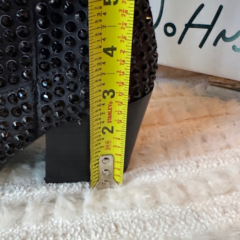 Betsey Johnson Black Crystal-Embellished Knee-High Western Boots - Picture 5 of 16